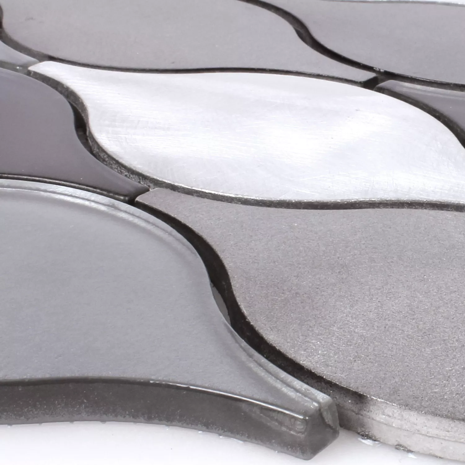 Prøve Mosaik Fliser Glas Aluminium Eliza Sort Sølv