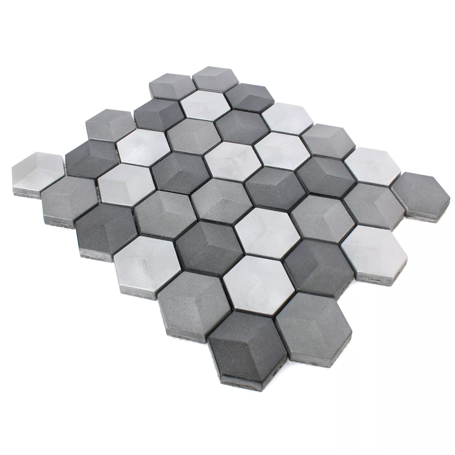 Mosaik Fliser Hexagon Kandilo Sort Sølv