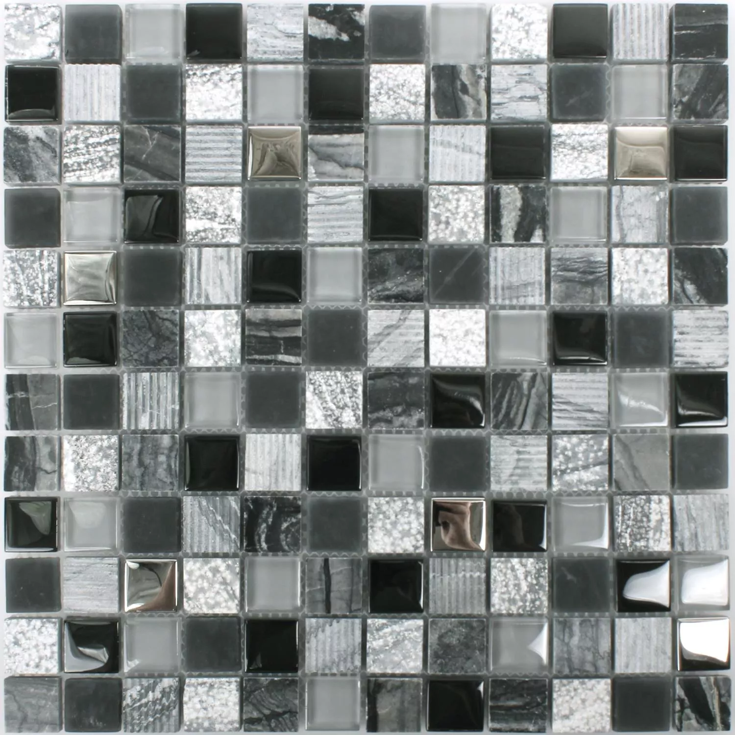 Mosaik Fliser Venzona Sort Sølv 23