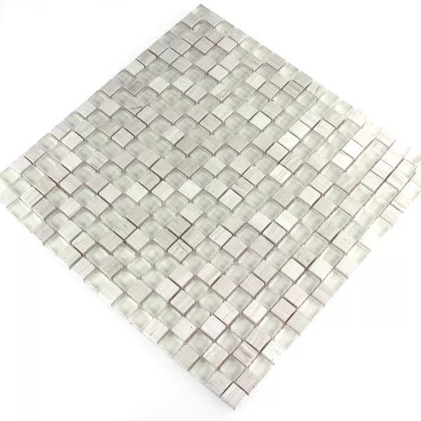 Mosaik Fliser Glas Marmor Gra Mix 15x15x8mm