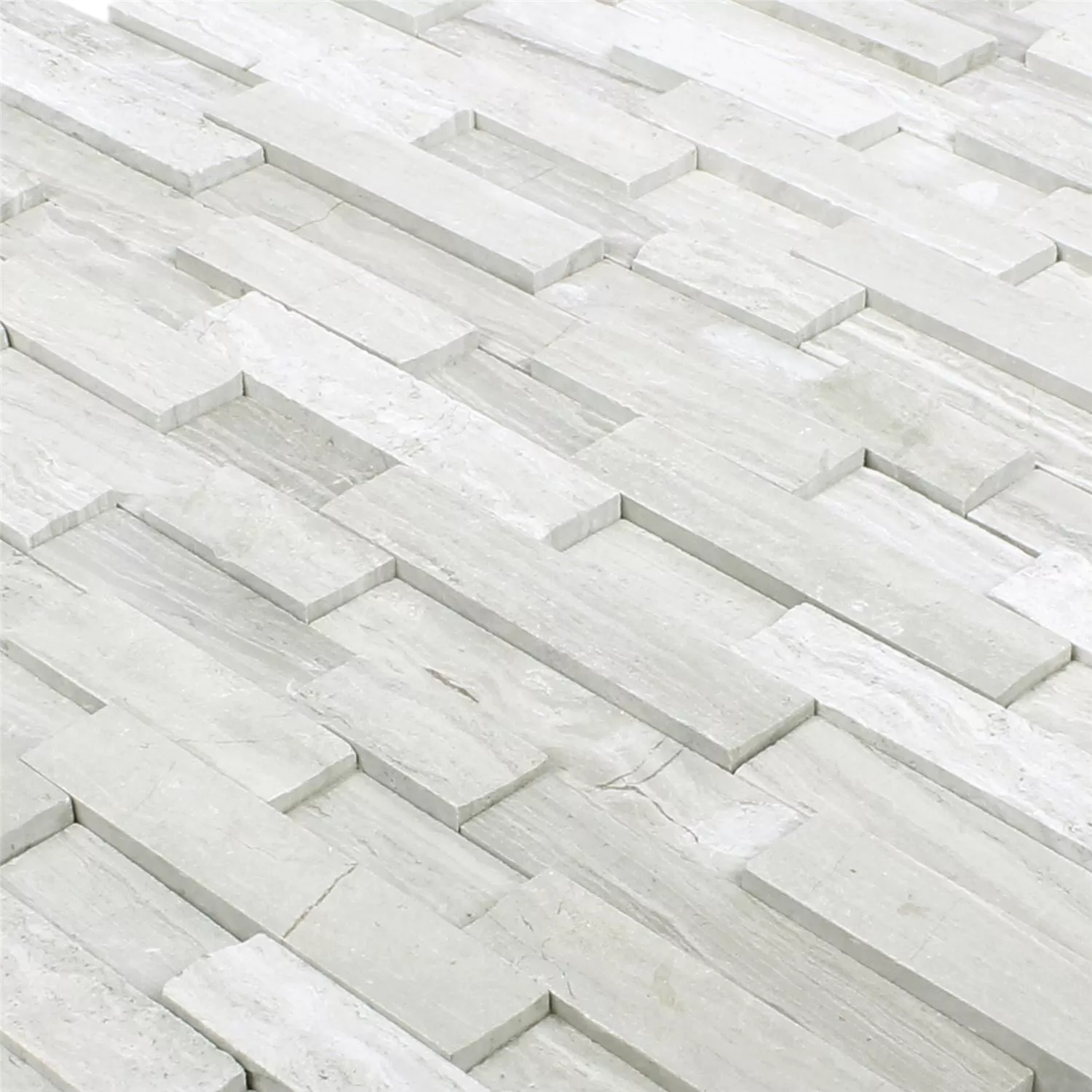 Mosaik Fliser Marmor Stettin 3D Brick Gra