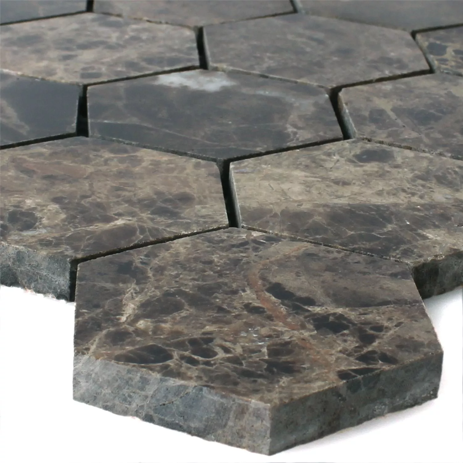 Mosaik Fliser Marmor Xalapa Hexagon Emperador Poleret