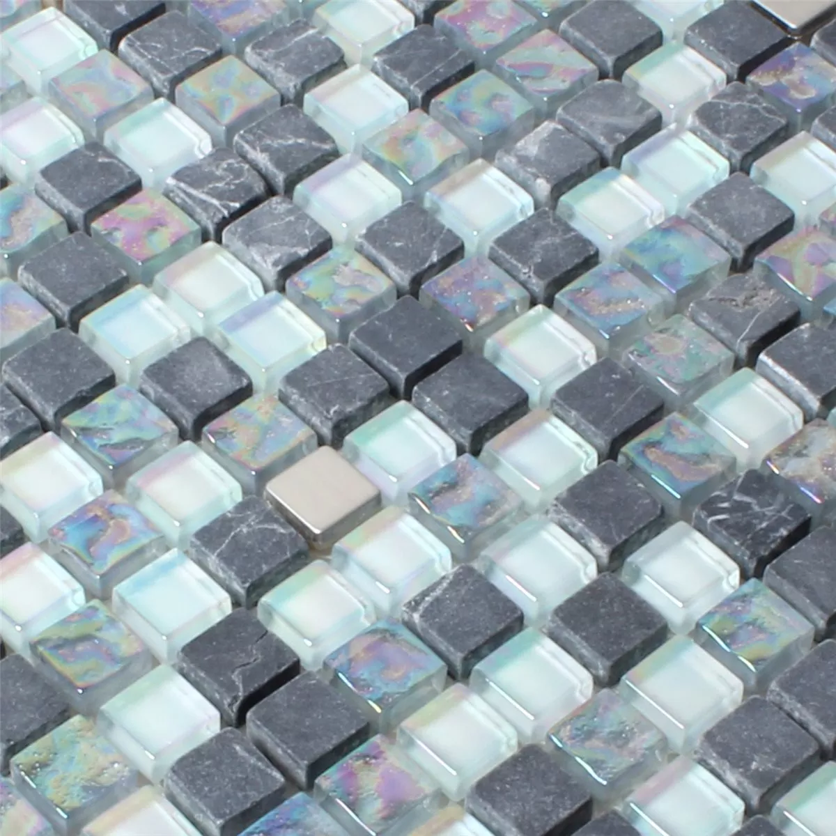 Prøve Glas Marmor Nacre Effekt Mosaik Fliser Gra Mix