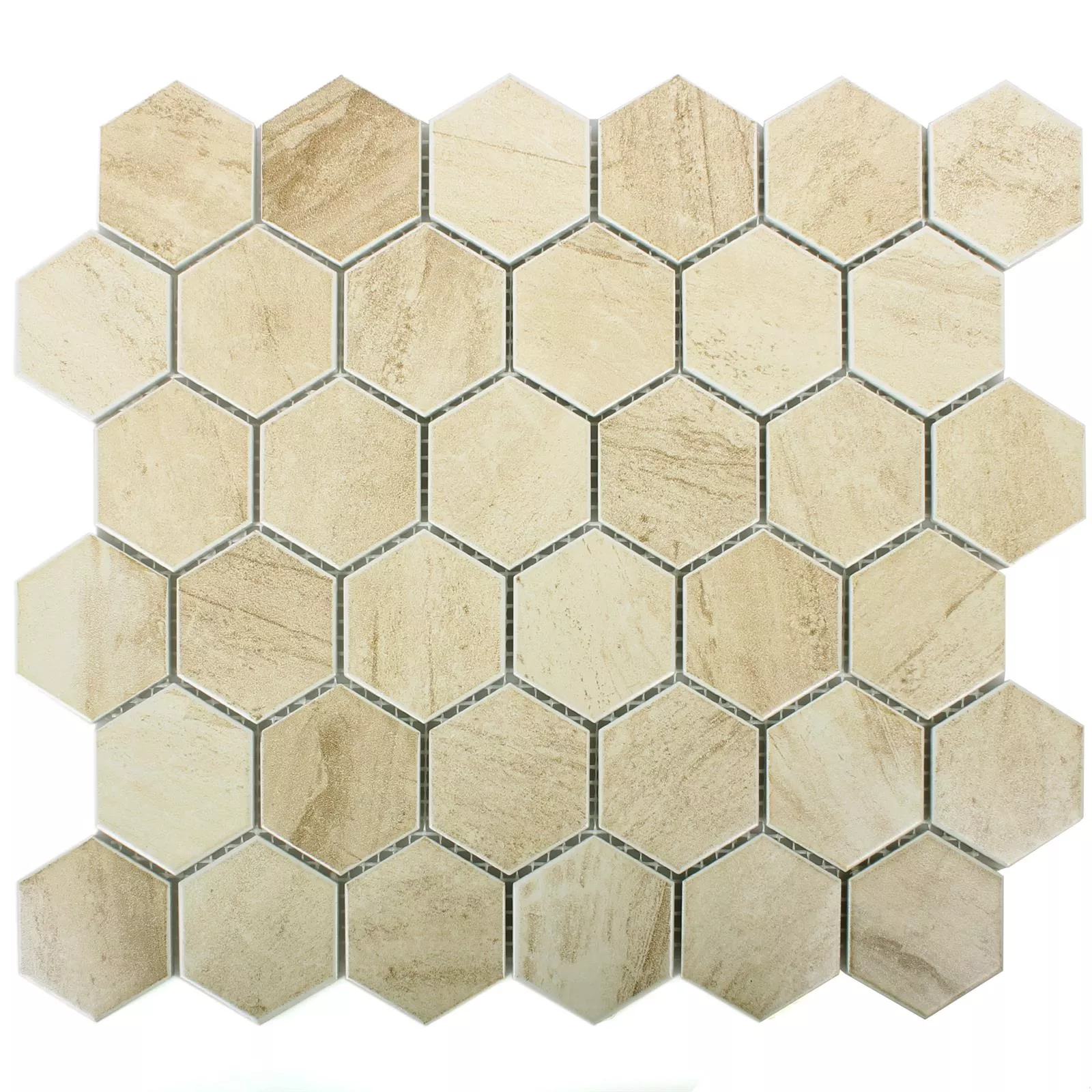 Keramik Konkreteoptik Mosaikfliser Shepherd Hexagon Beige