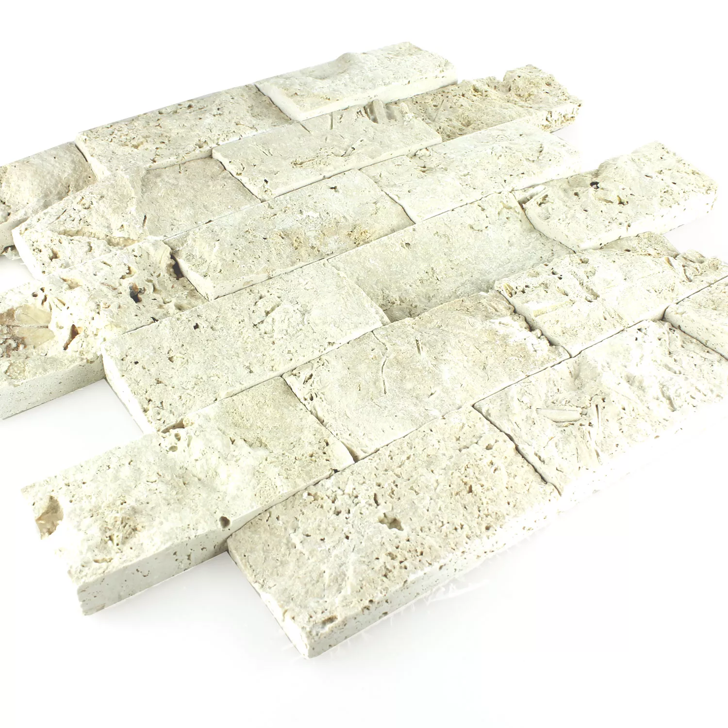 Travertin 3D Mosaik Fliser Chiaro Brick