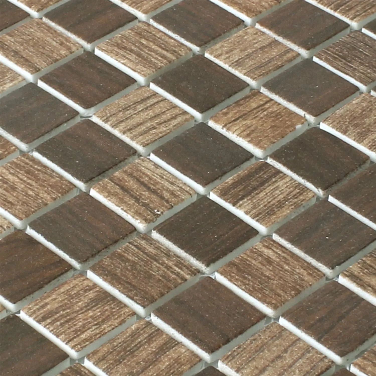 Mosaik Fliser Glas Valetta Træstruktur Morkbrun