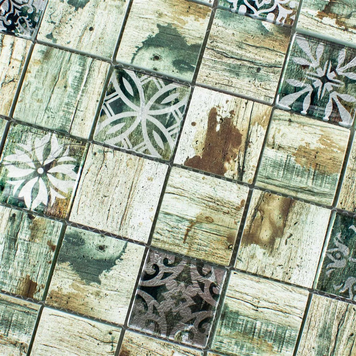 Glasmosaik Fliser Imiteret Træ Township Beige Brun Q48