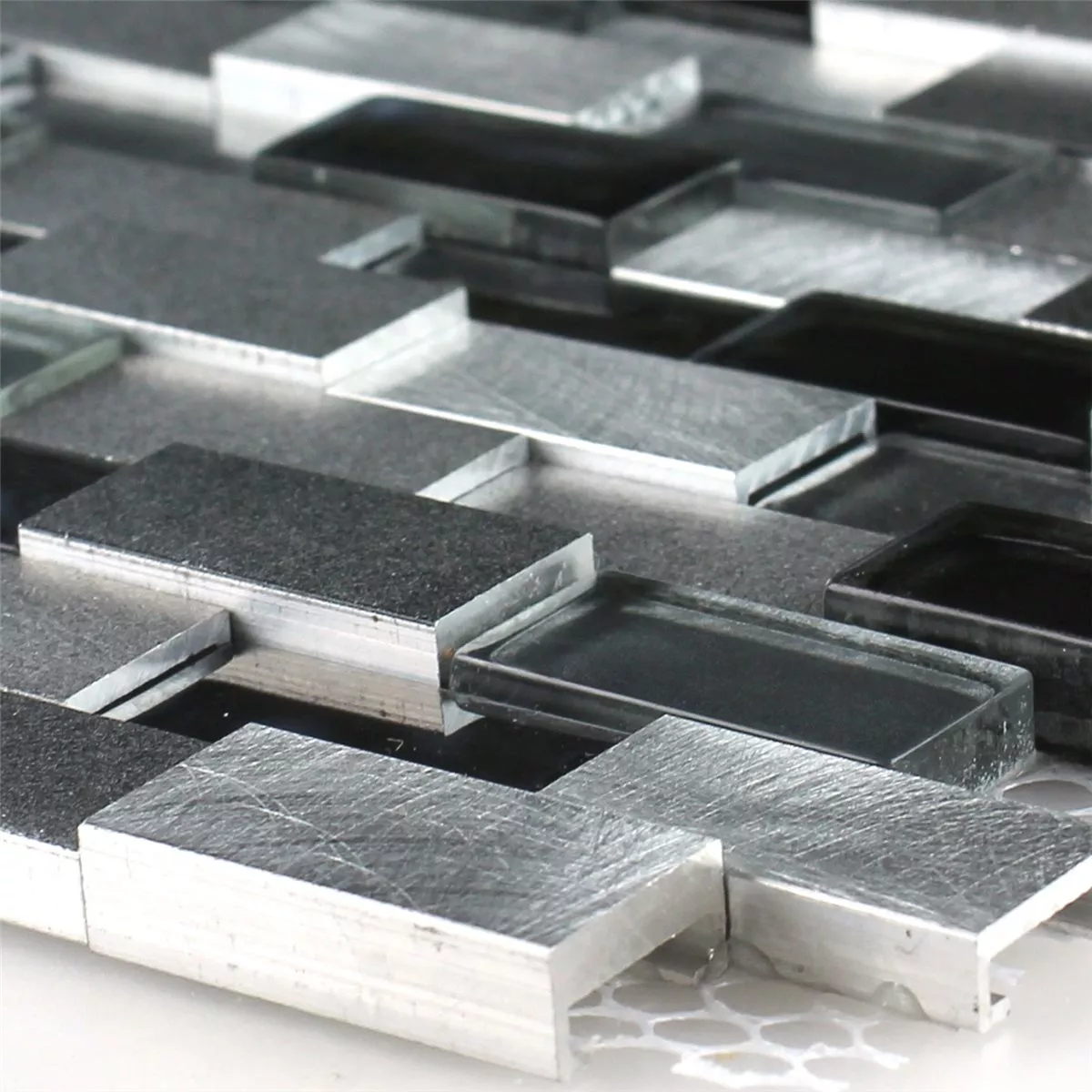 Prøve Design Mosaik Aluminium Glas D Sort Sølv