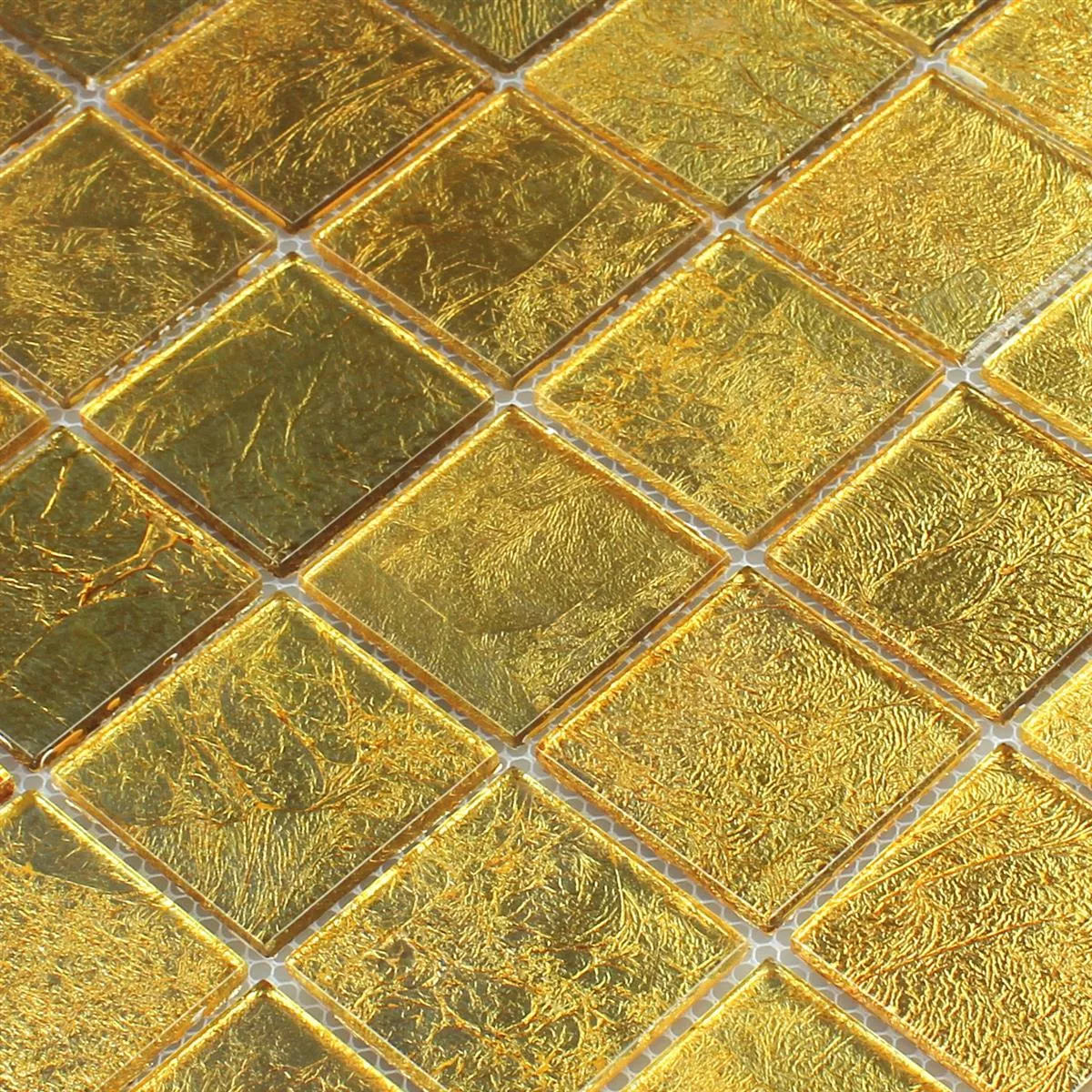 Mosaik Fliser Glas Effekt Guld 48x48x4mm