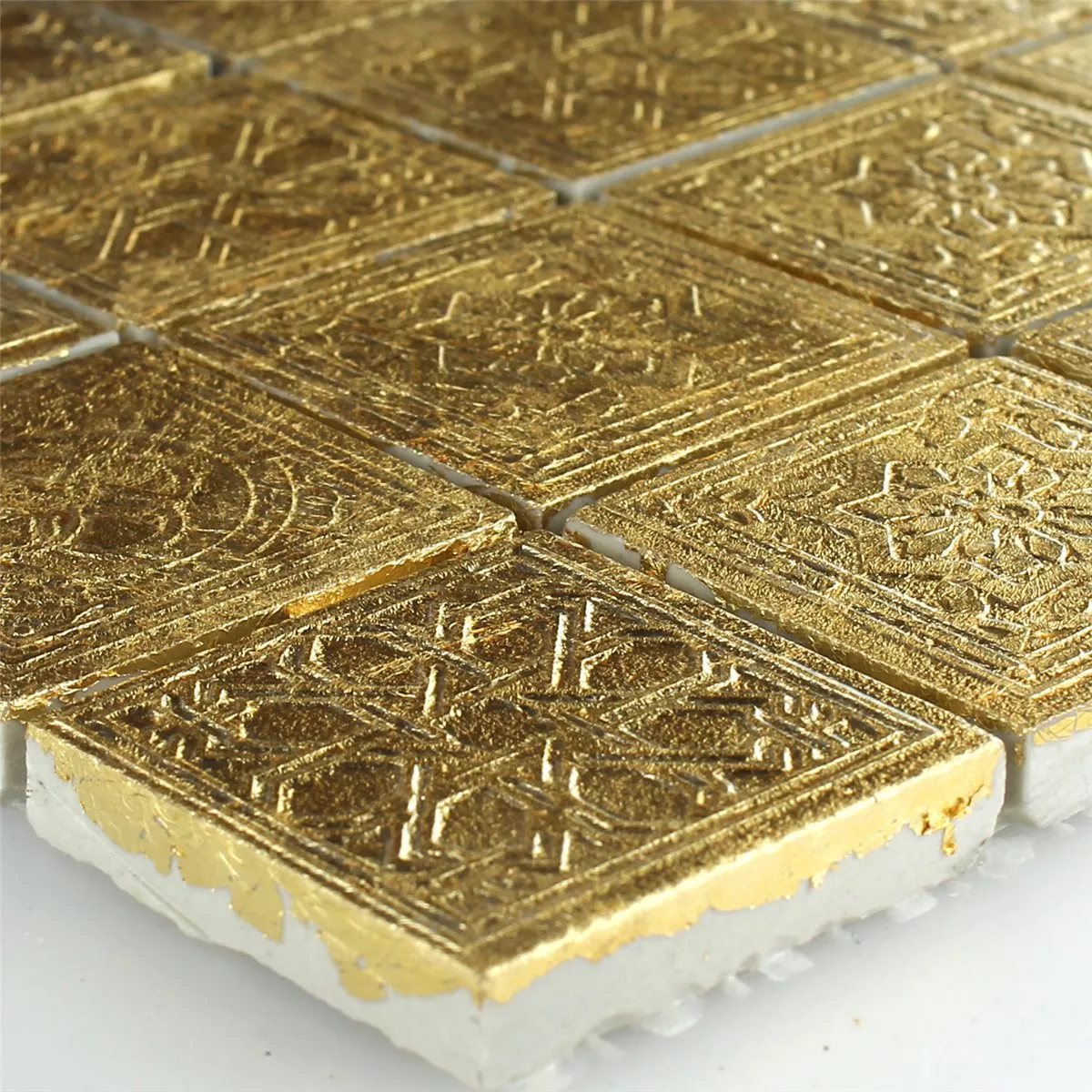 Prøve Mosaik Fliser Keramik Guld 