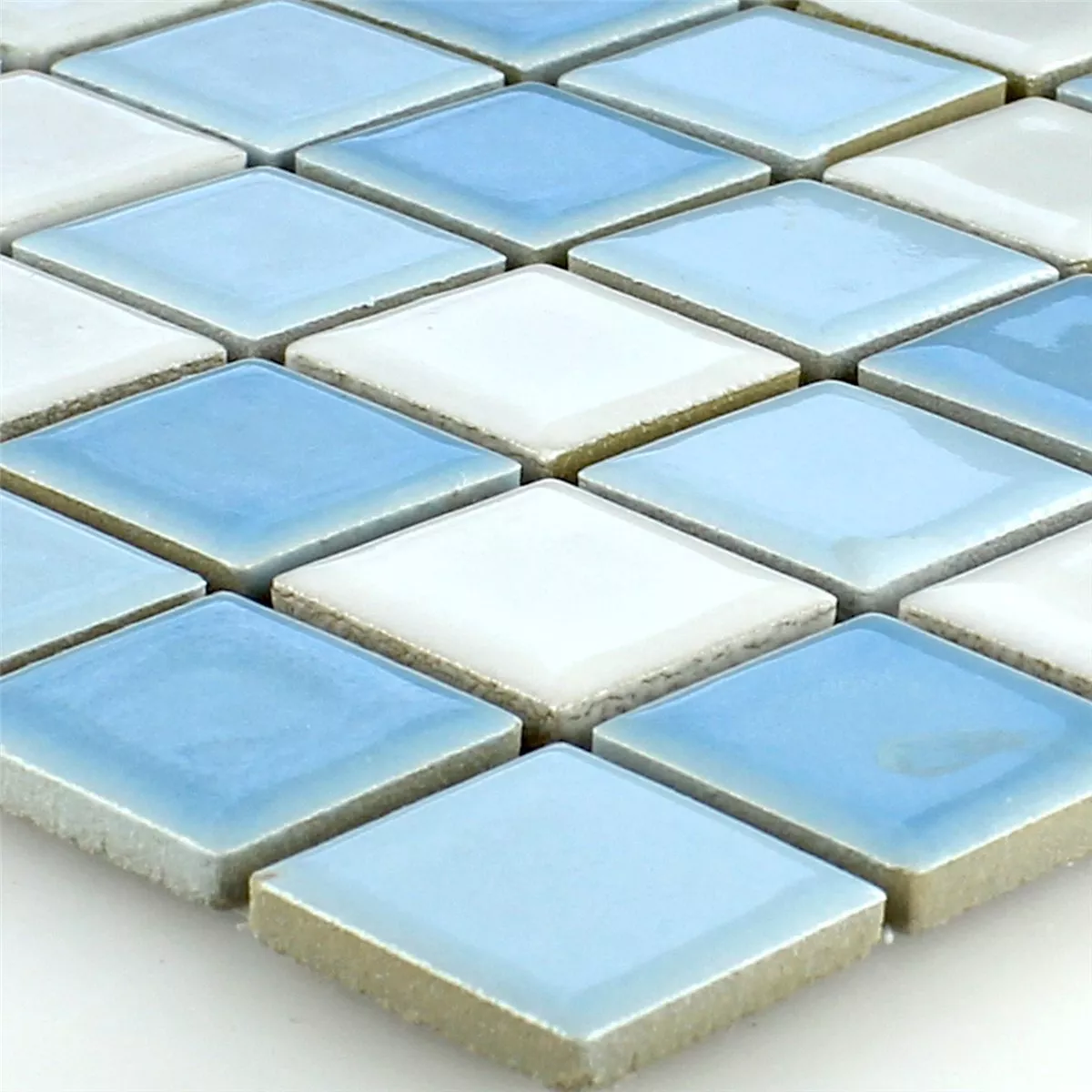 Mosaik Fliser Keramik Blå Hvid 25x25x5mm