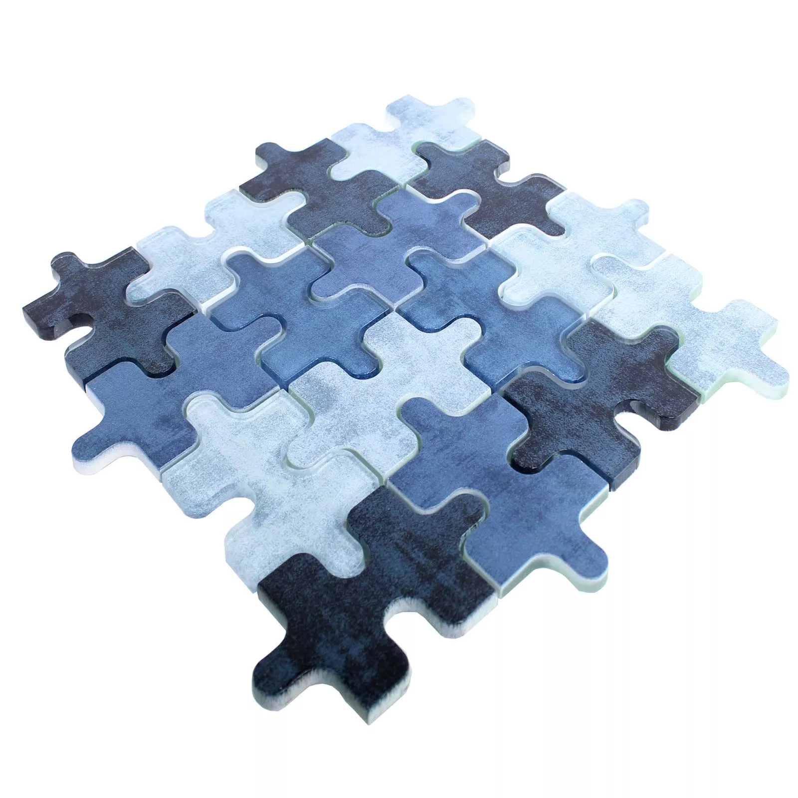 Glasmosaik Fliser Puzzle Blå
