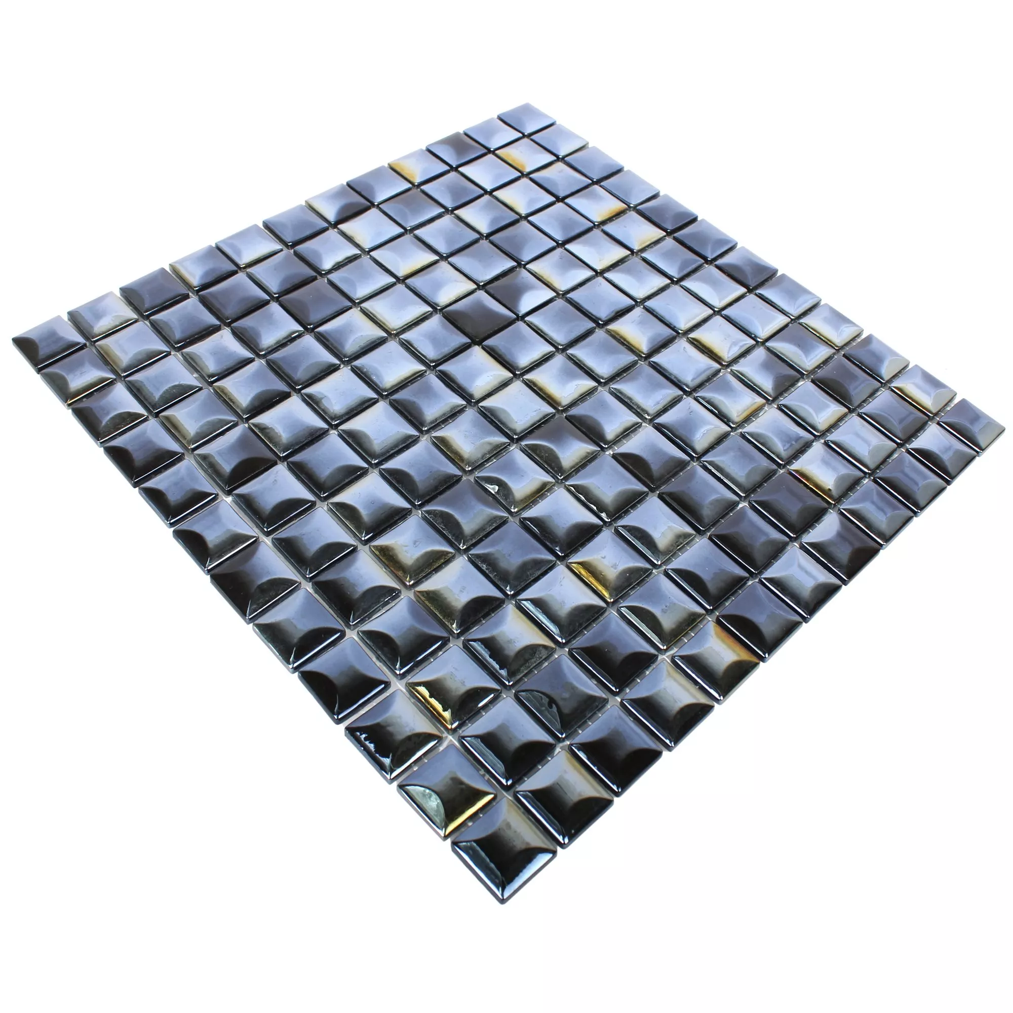Glasmosaik Fliser Monrovia Sort 3D Metalic