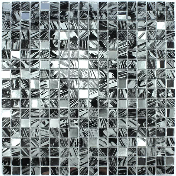 Glasmosaik Spejl Gra Marmoreret 15x15x6mm