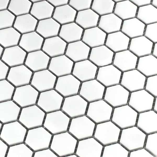 Prøve Mosaik Fliser Keramik Hexagon Hvid Måtte H23