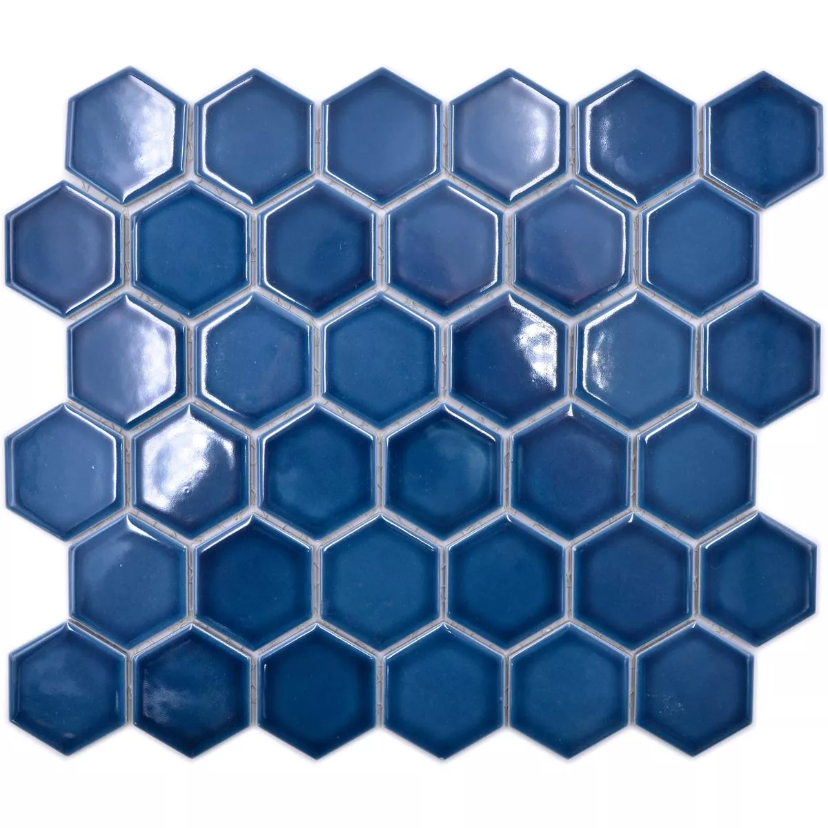Prøve fra Keramikmosaik Salomon Hexagon Blå Grøn H51