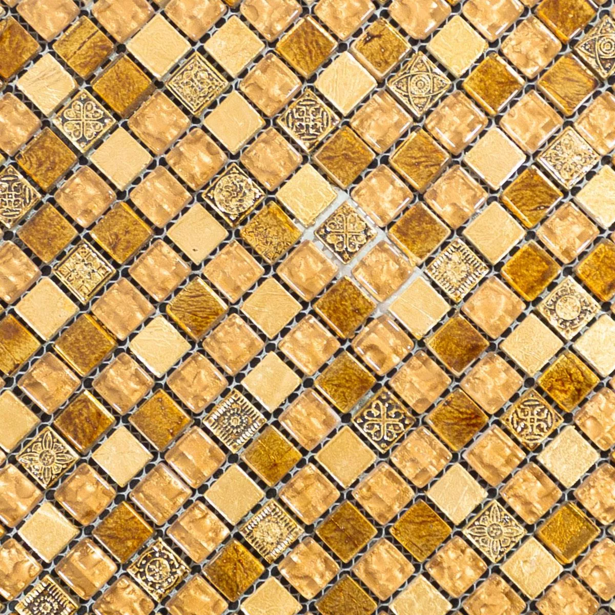 Glas Marmor Mosaik Fliser Majestic Beige Guld