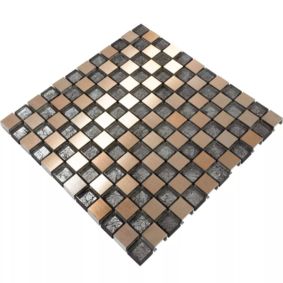 Prøve Glas Aluminium Mosaik Fliser Eldorien Kobber-Gra