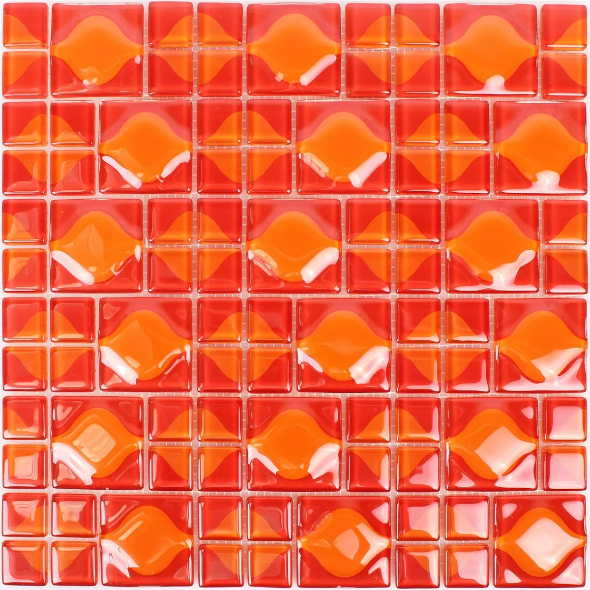 Glasmosaik Fliser Nokta Rød Appelsin 3D