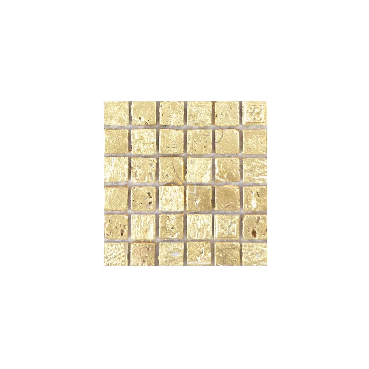 Natursten Resin Mosaik Fliser Lucky Guld