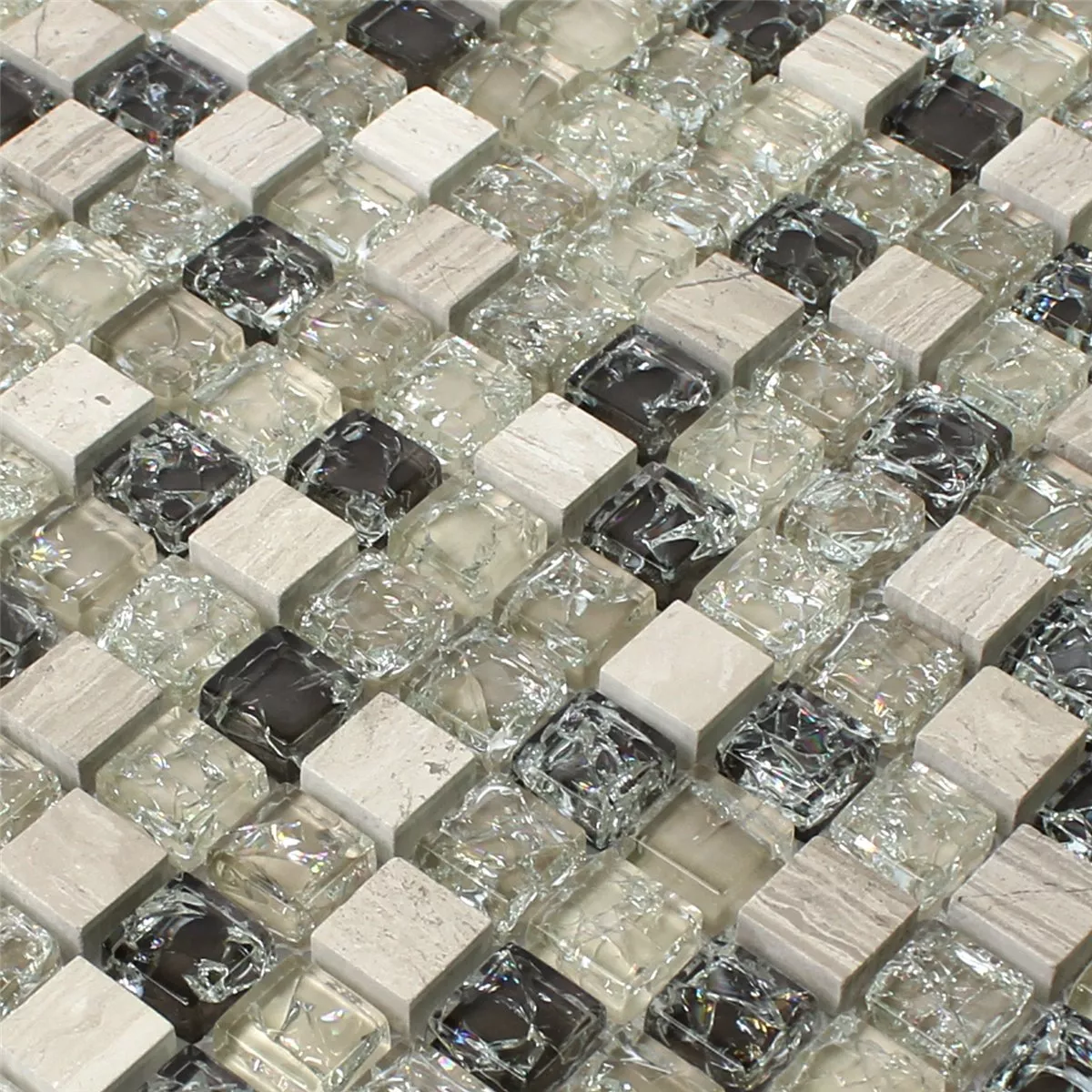 Prøve Mosaik Fliser Glas Natursten Grøn Gra