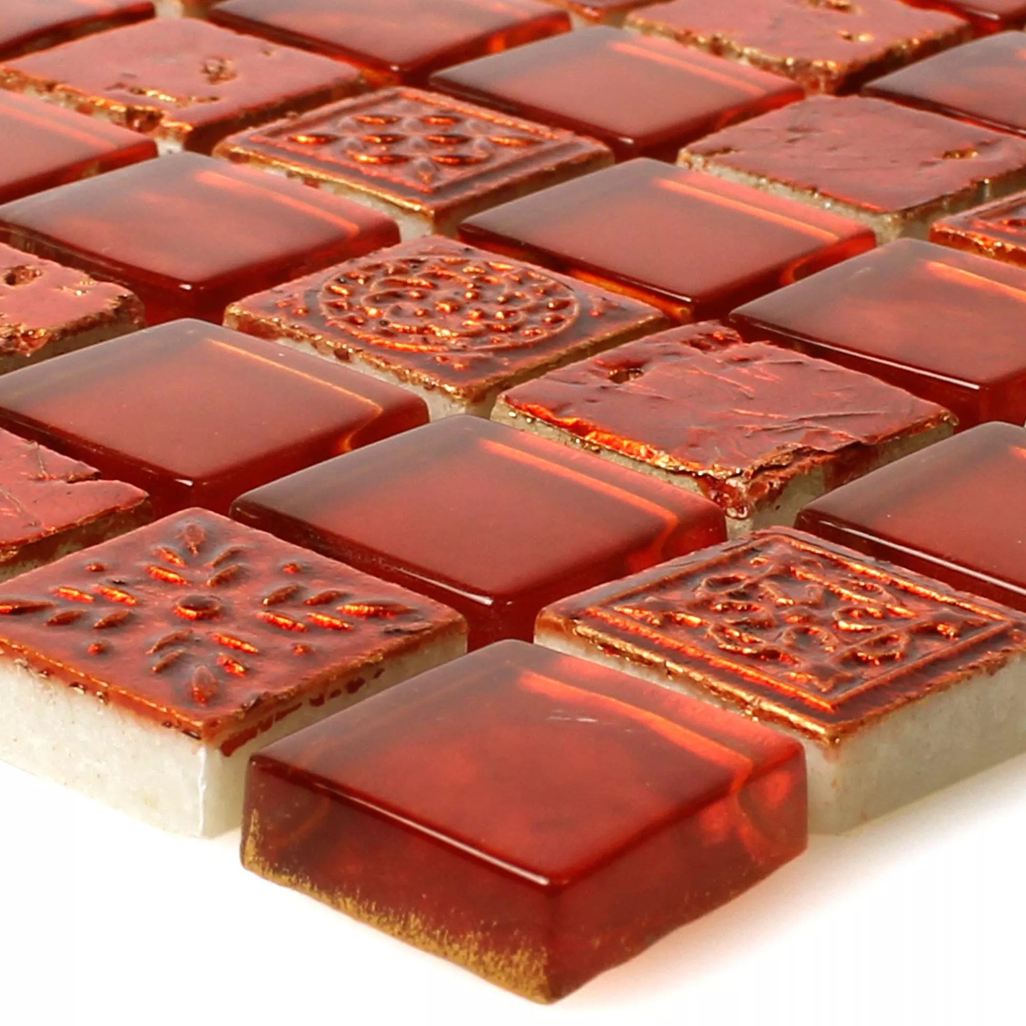 Mosaik Fliser Georgia Glas Natursten Mix Rød Mosaik Fliser Georgia Glas Natursten Mix Rød
