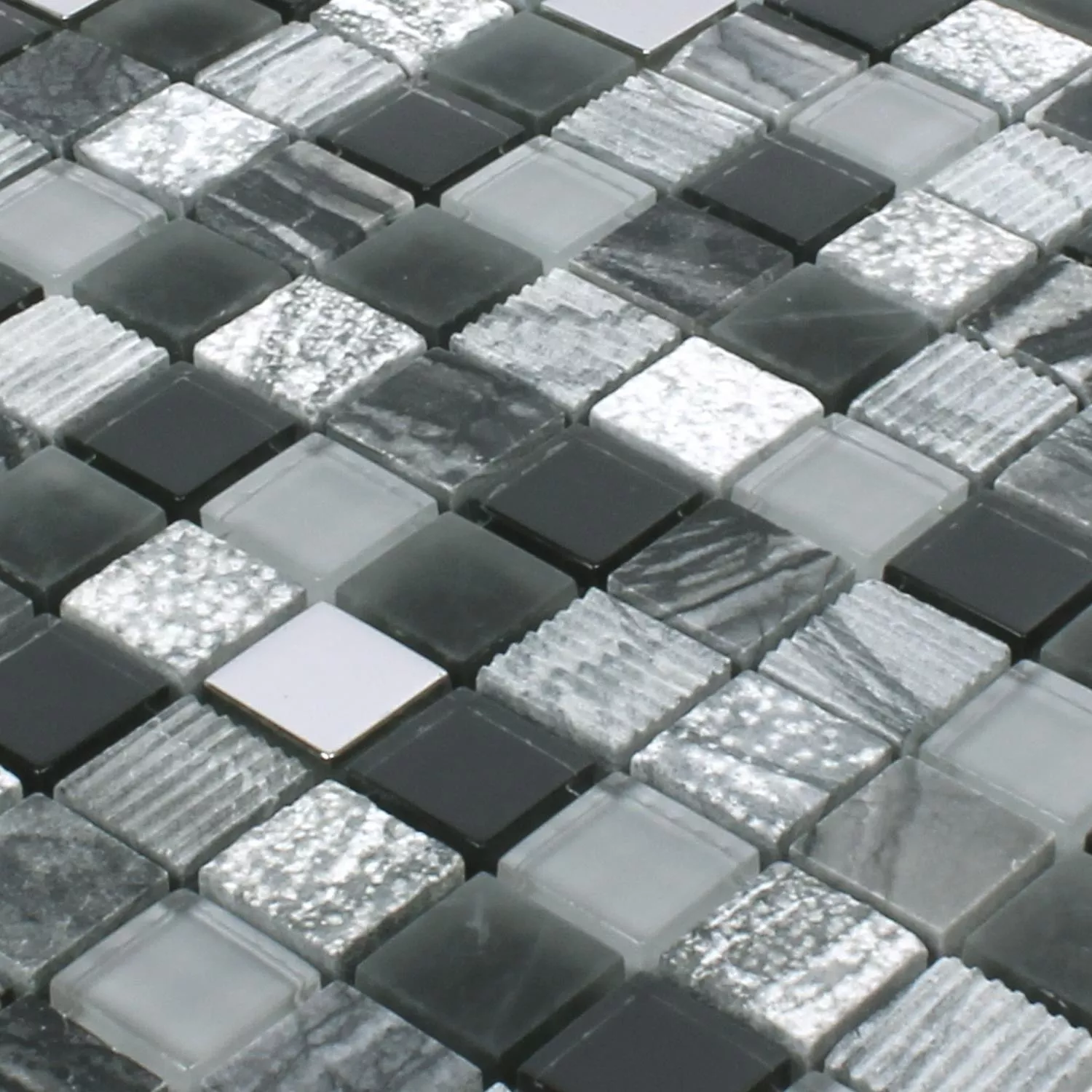 Prøve Mosaik Fliser Venzona Sort Sølv 