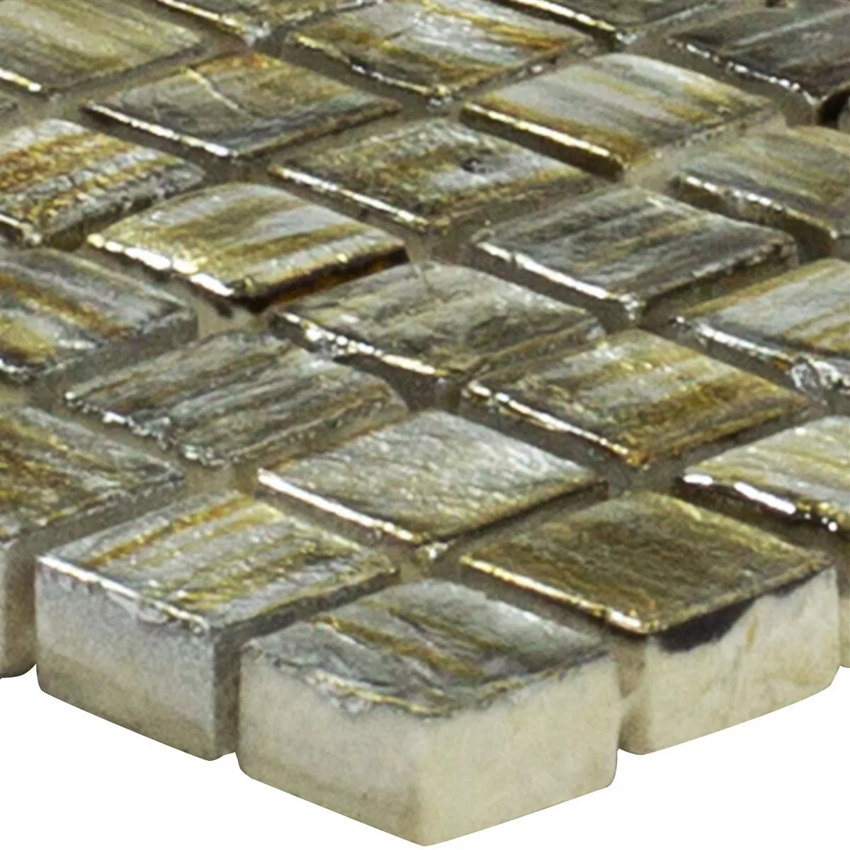 Prøve Natursten Mosaik Fliser Honeylake Guld Sølv