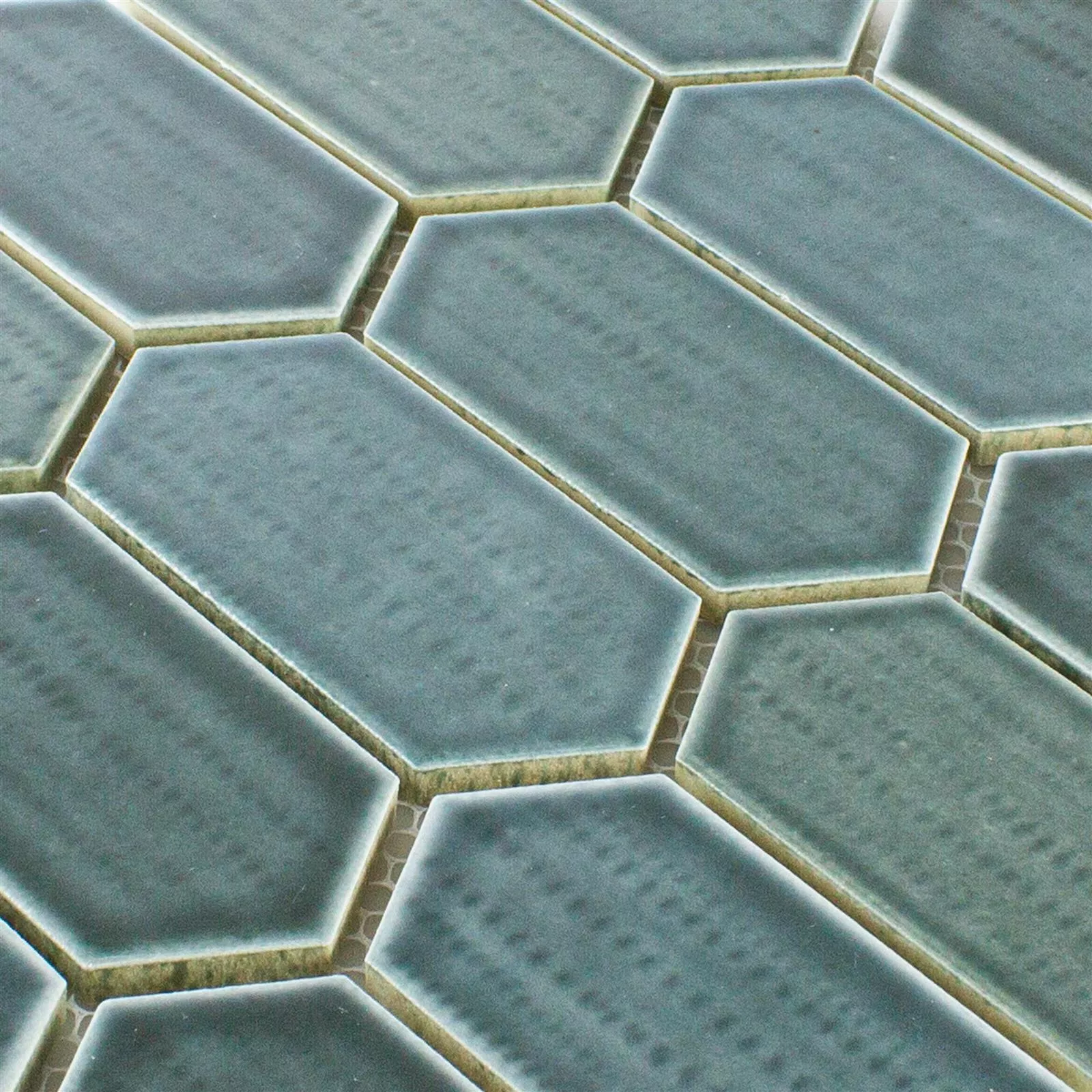 Prøve Keramik Mosaik Fliser McCook Hexagon Lang Blå Gra