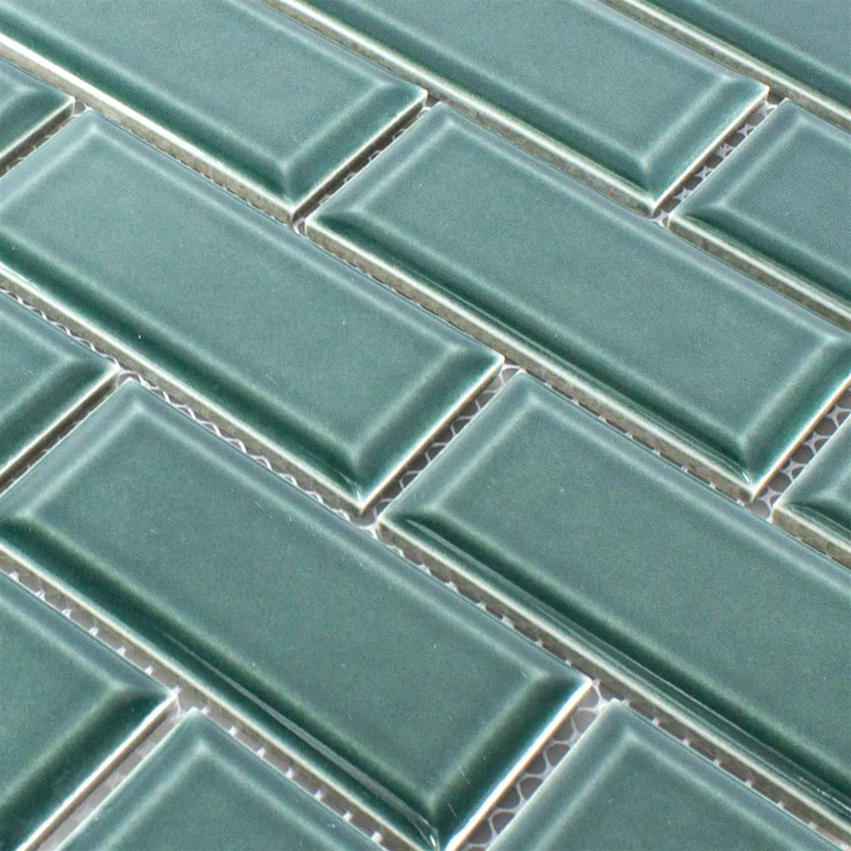 Prøve Keramik Mosaik Fliser StPauls Metro Med Facet Grøn