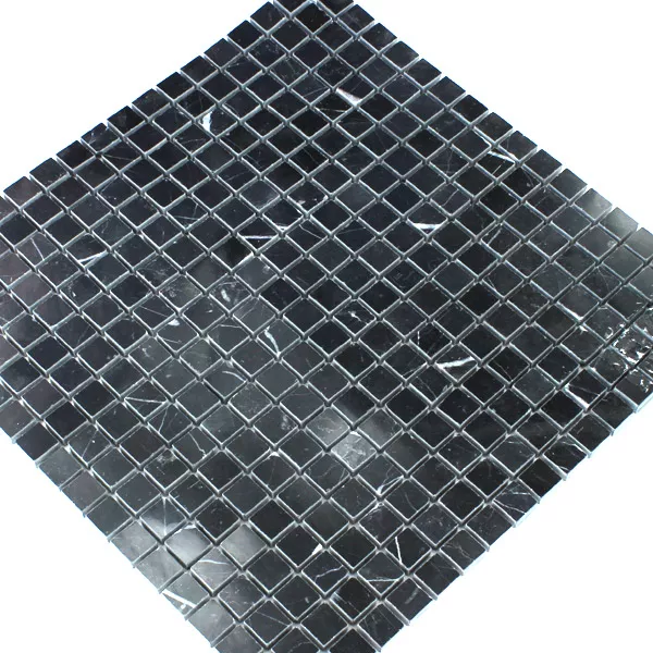 Mosaik Fliser Marmor 15x15x8mm Sort Poleret