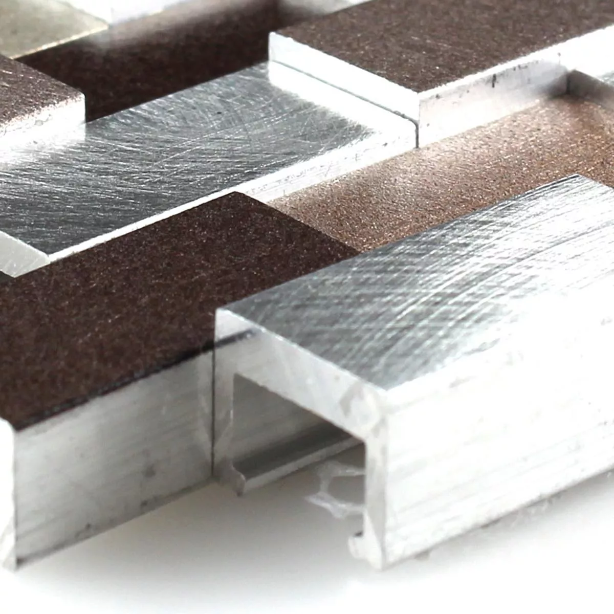 Prøve Aluminium Metal 3D Mosaik Fliser Kobber Brun