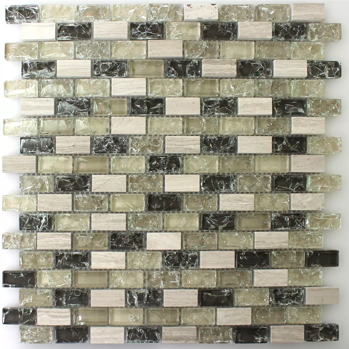 Prøve Mosaik Fliser Glas Natursten Bricks Grøn Gra