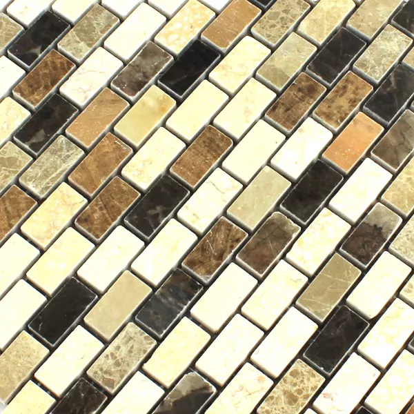 Prøve Mosaik Fliser Marmor Brun Beige Skifer Poleret 