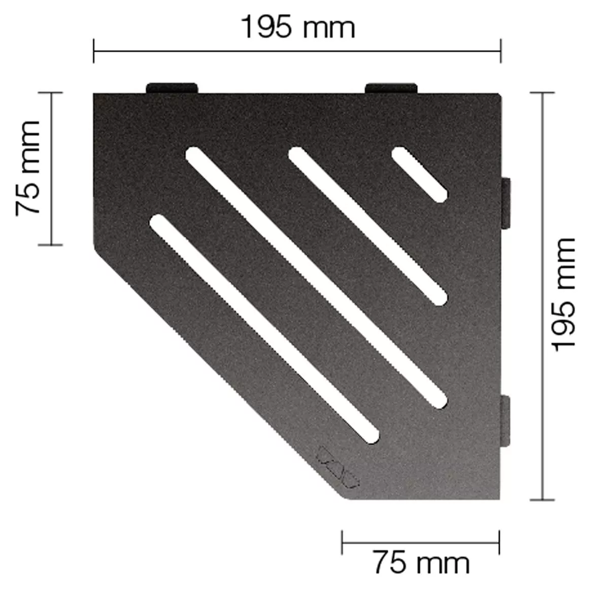 Væghylde brusehylde Schlüter 5-hjørnet 19,5x19,5cm Wave antracit