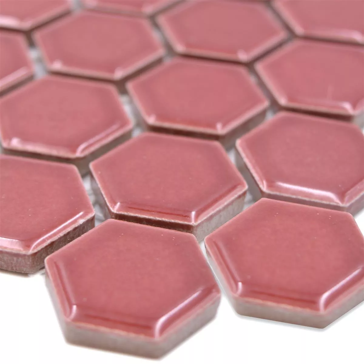 Keramikmosaik Salomon Hexagon Bordeaux Rød H23 Keramikmosaik Salomon Hexagon Bordeaux Rød H23