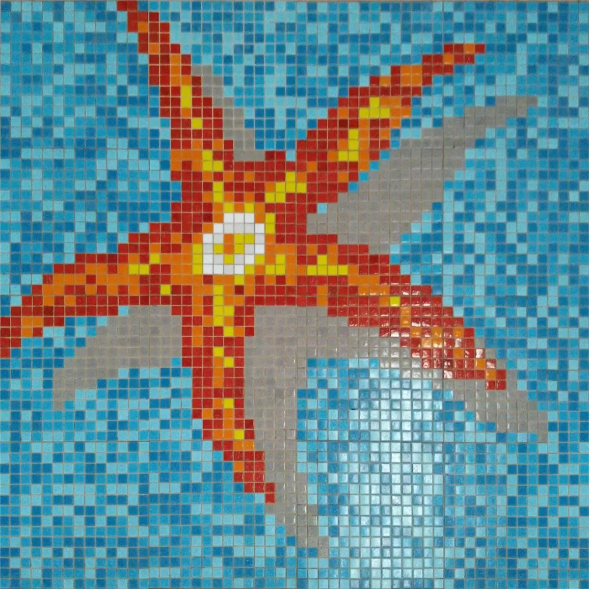 Swimmingpool Mosaik Seestar Klistret På Papir