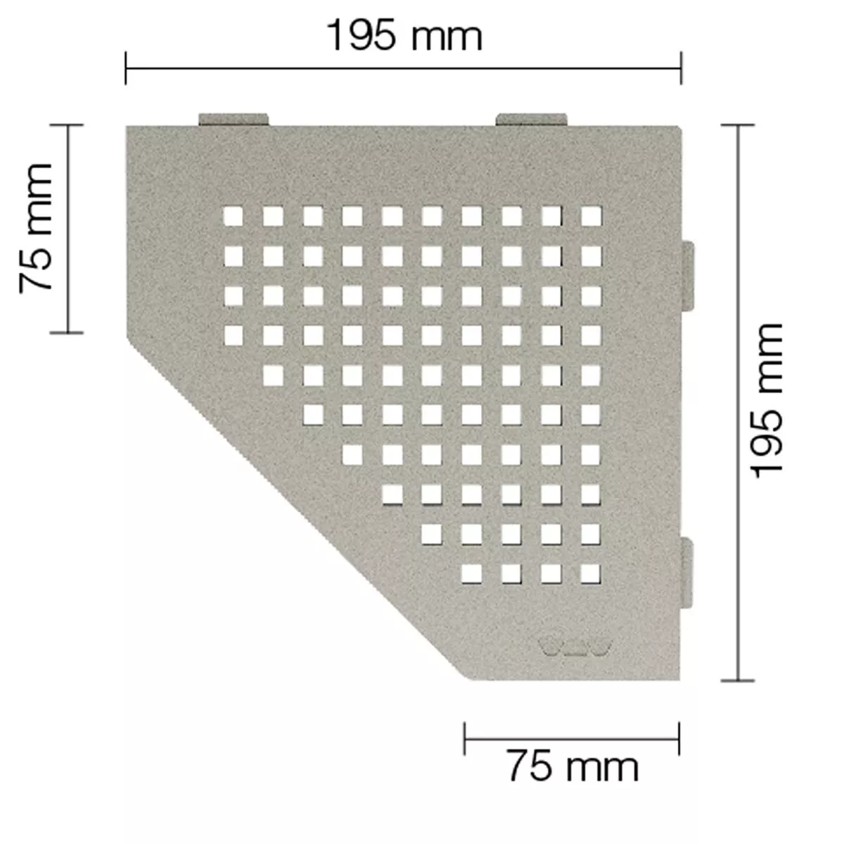 Væghylde brusehylde Schlüter 5eck 19,5x19,5cm firkantegrå