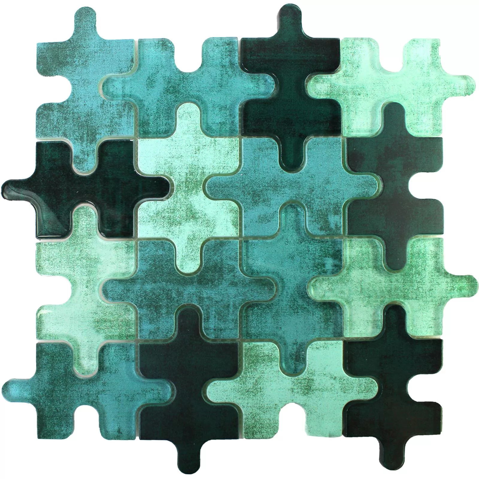 Prøve Glasmosaik Fliser Puzzle Grøn
