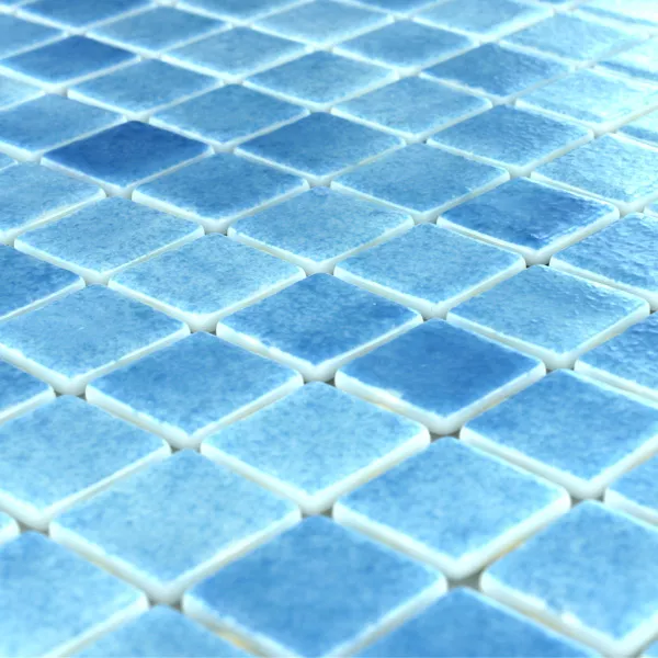 Glas Swimmingpool Mosaik 25x25x4mm Lyseblå Mix