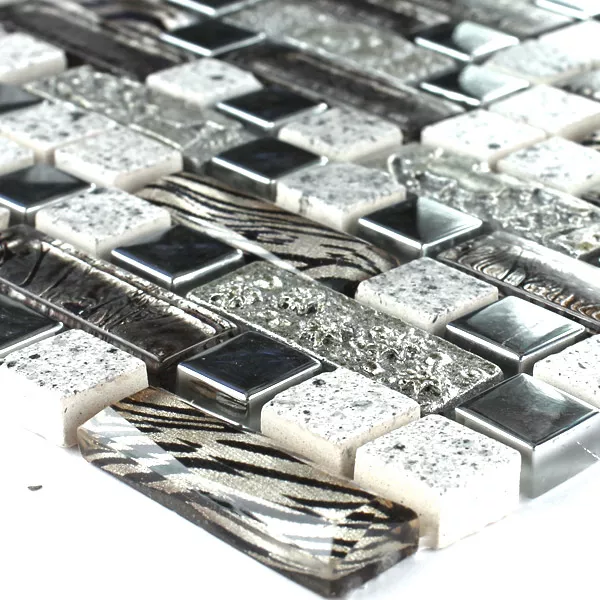 Mosaik Fliser Glas Metal Kvarts Komposit Sølv