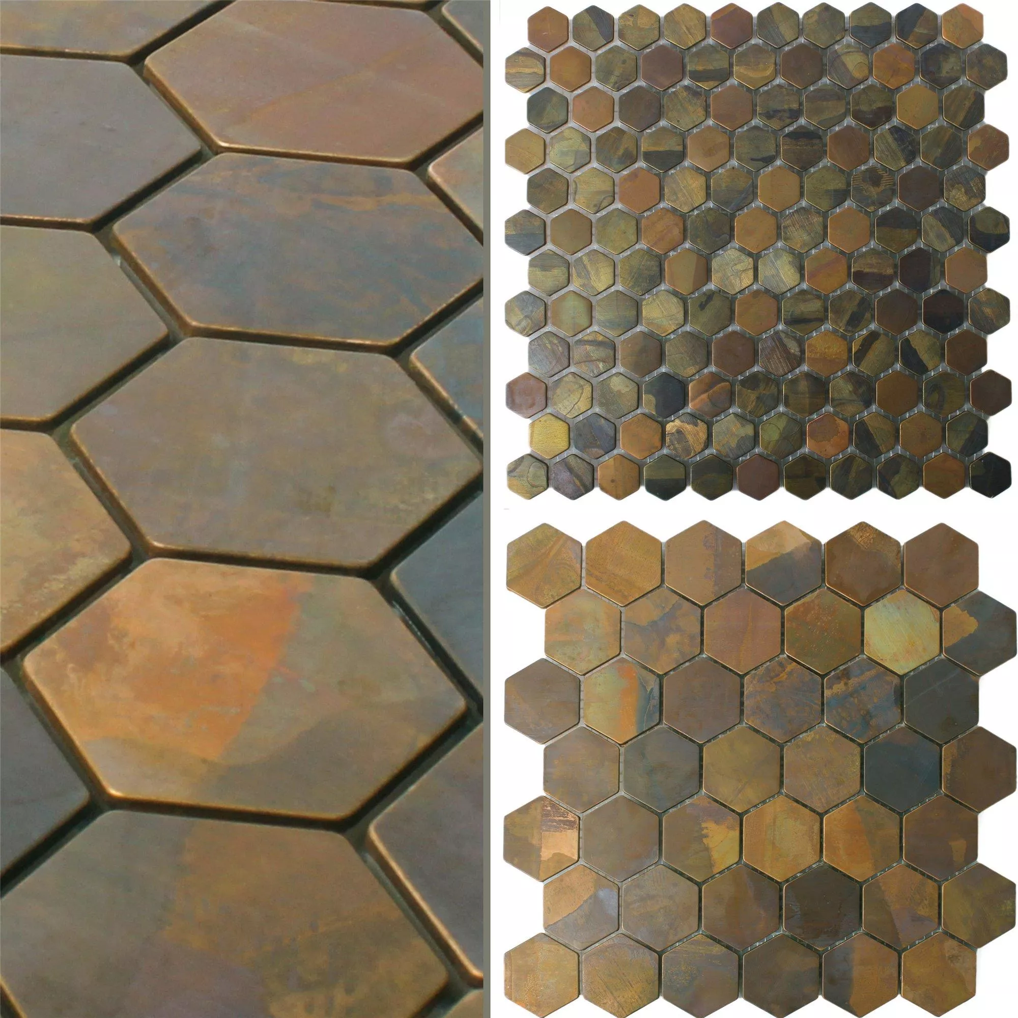 Mosaik Fliser Kobber Merkur Hexagon Brun