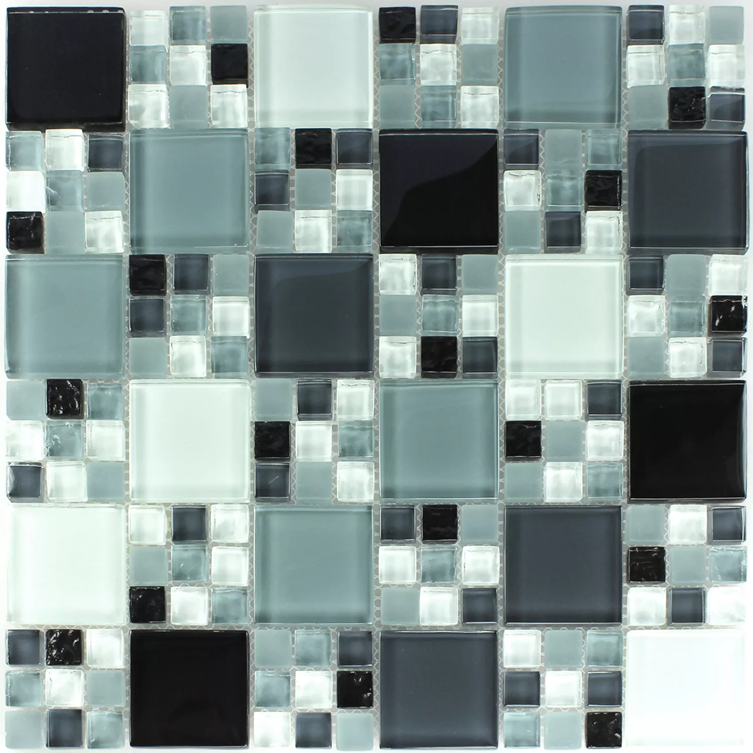 Mosaik Fliser Krystal Glasmosaik Gra Mix