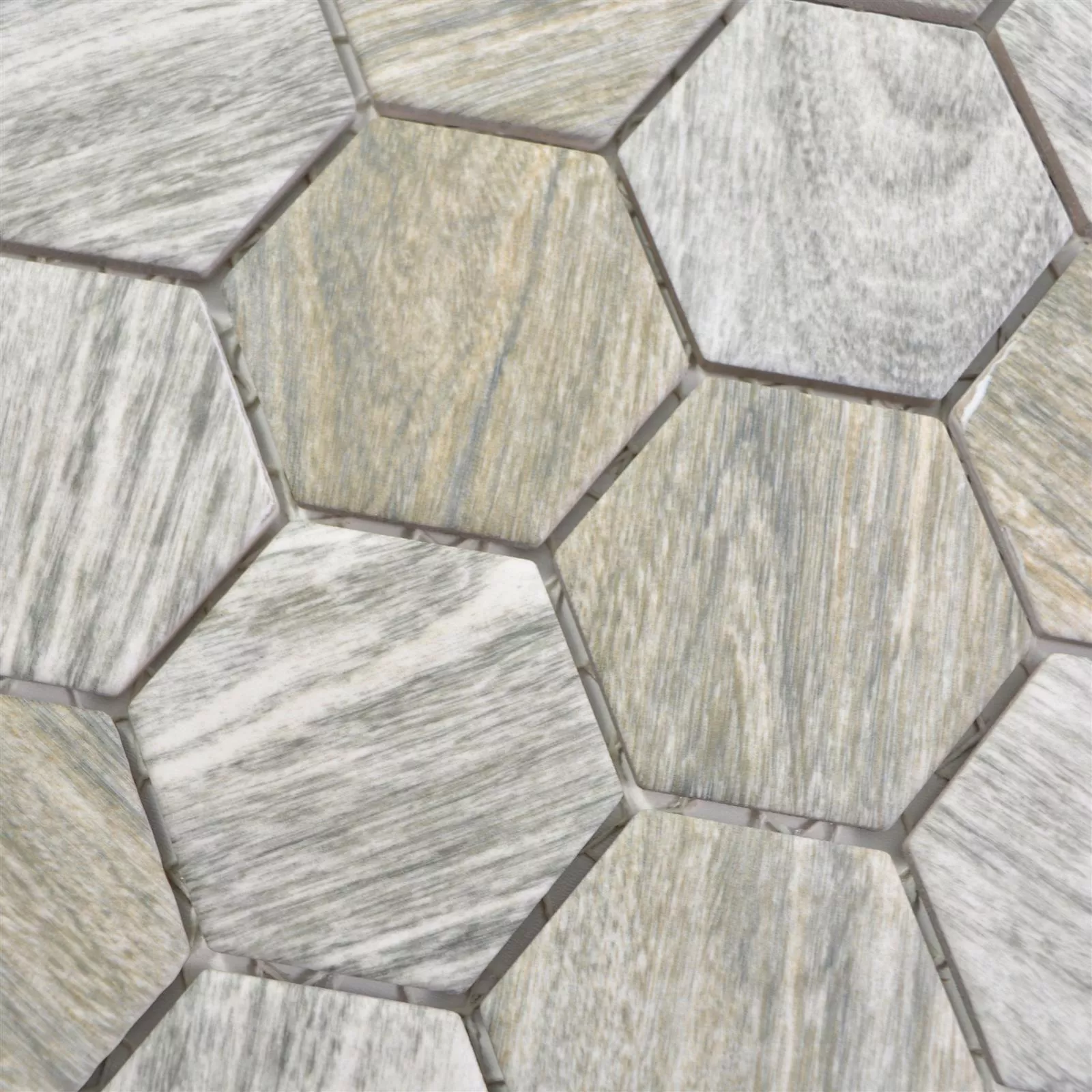 Keramikmosaik Duponti Hexagon Imiteret Træ Gra