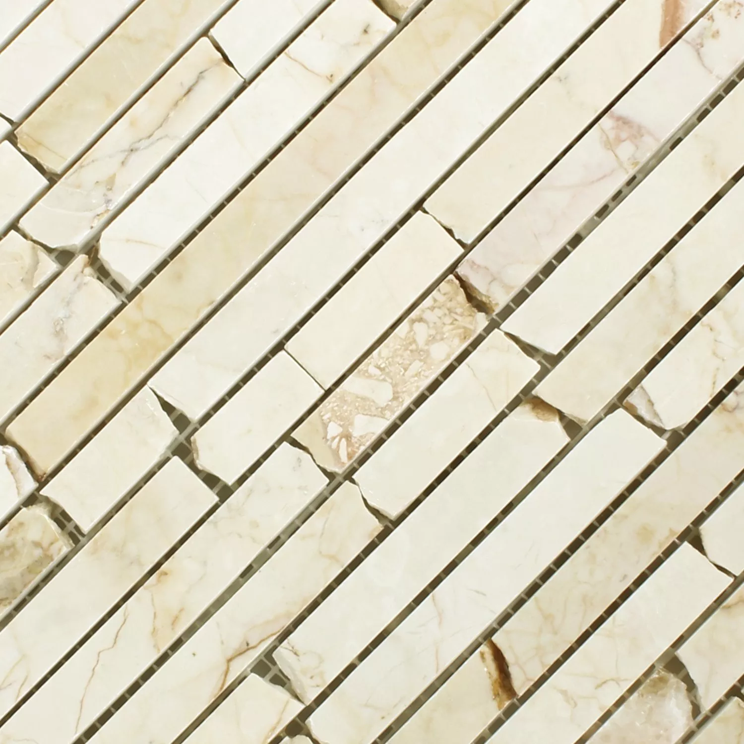 Marmor Brick Mosaik Fliser Gulden Cream Poleret