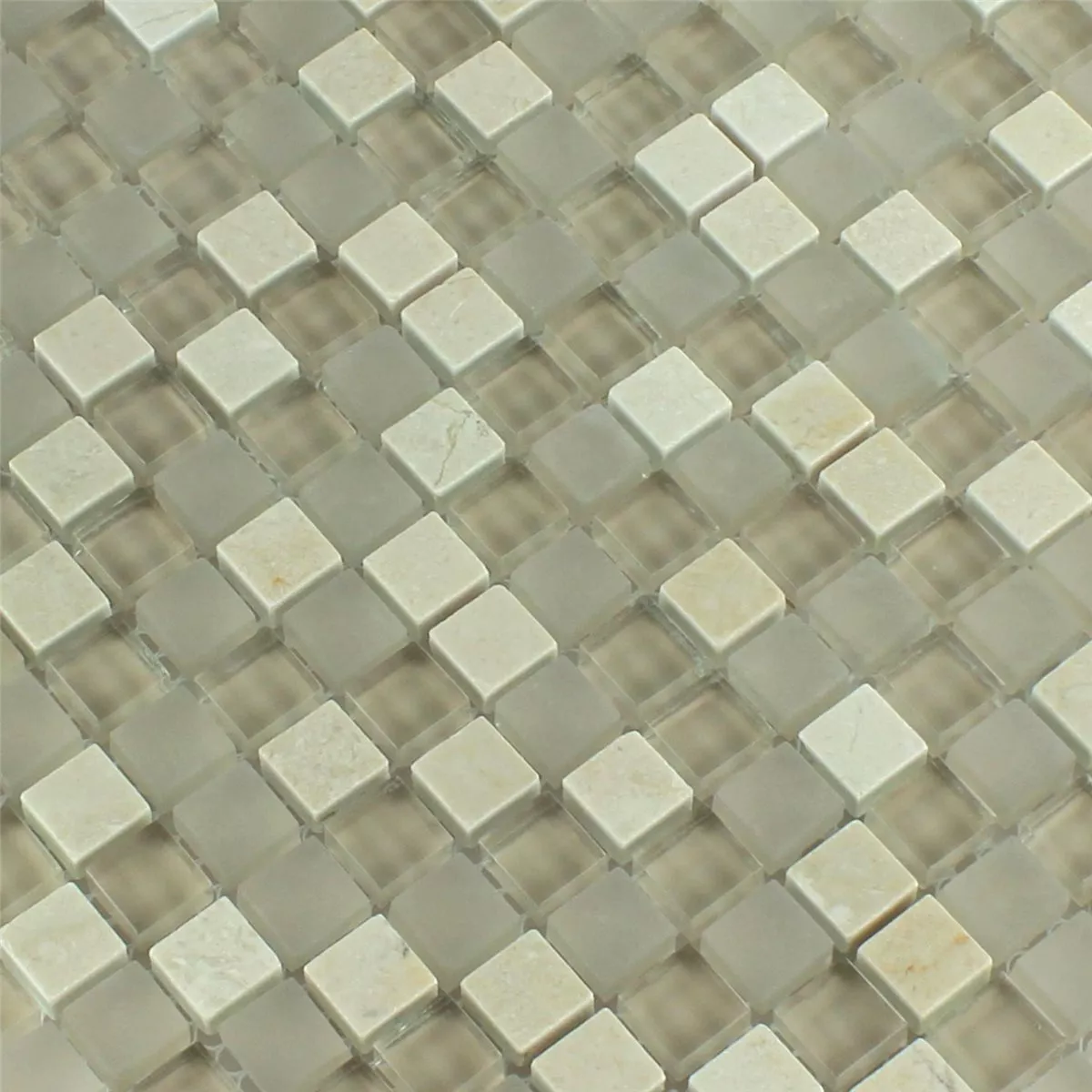 Mosaik Fliser Glas Marmor Barbuda Creme 15x15x8mm