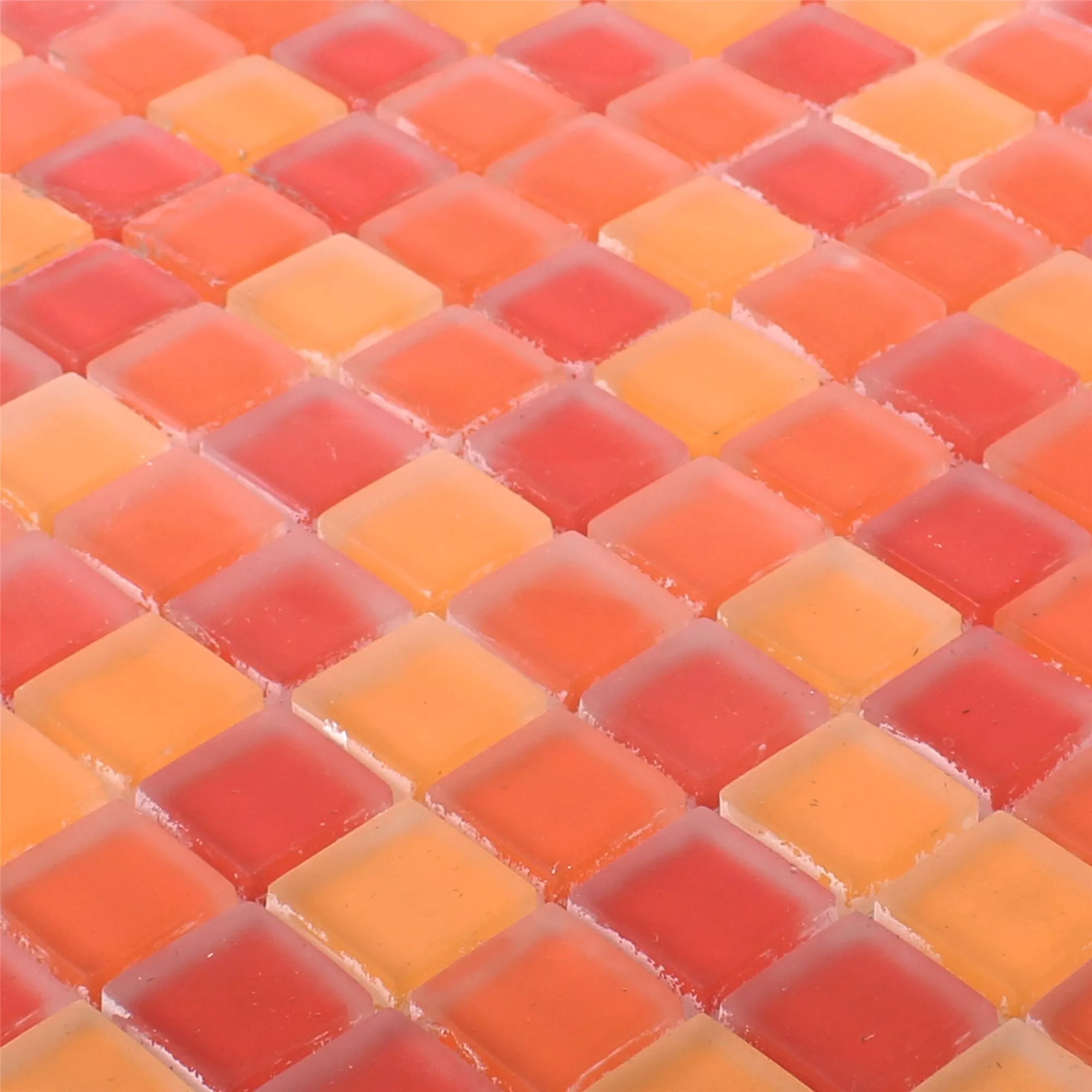 Prøve Glasmosaik Fliser Blossom Rød Appelsin Mix Måtte