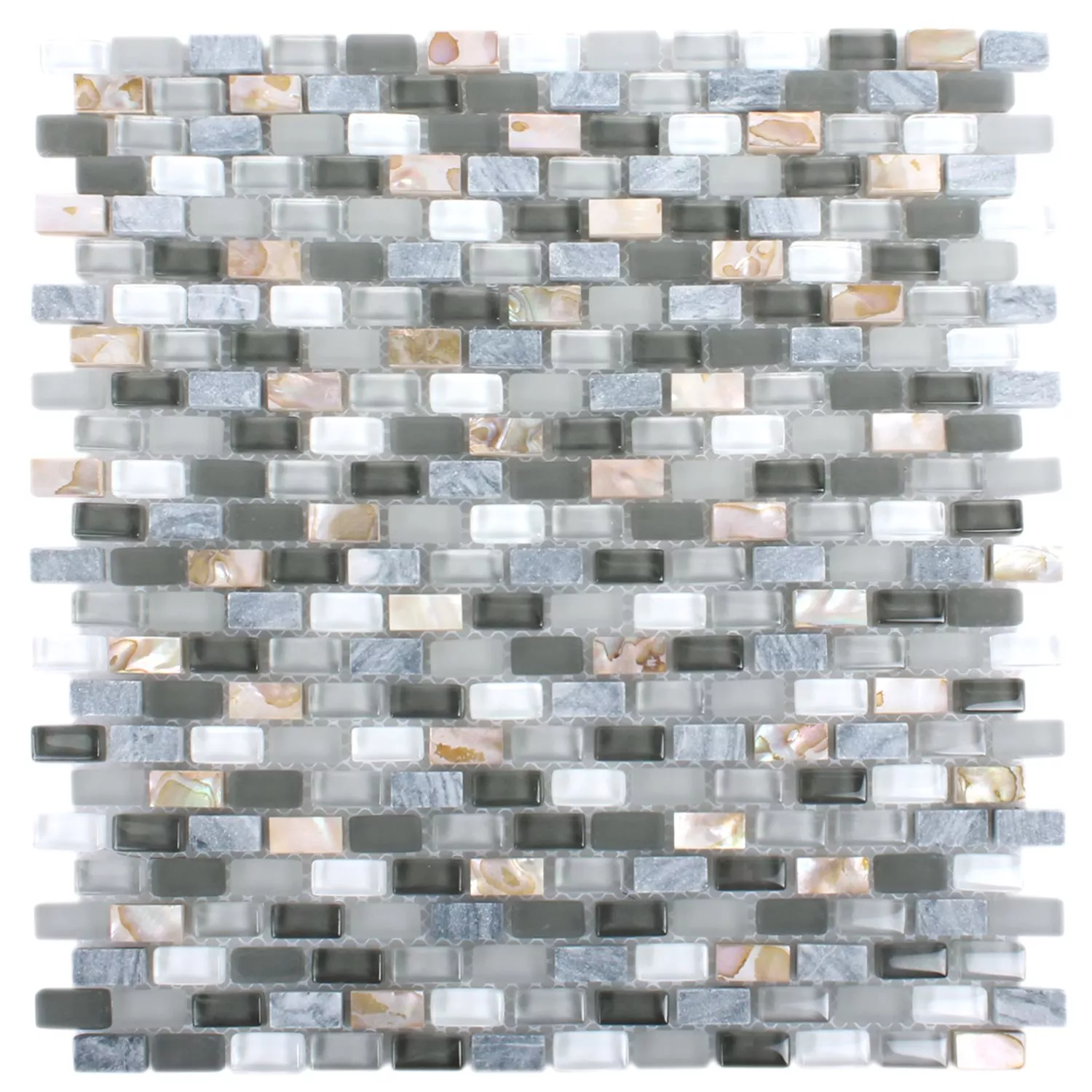 Prøve Mosaik Fliser Shell Glas Natursten Jasmina Gra