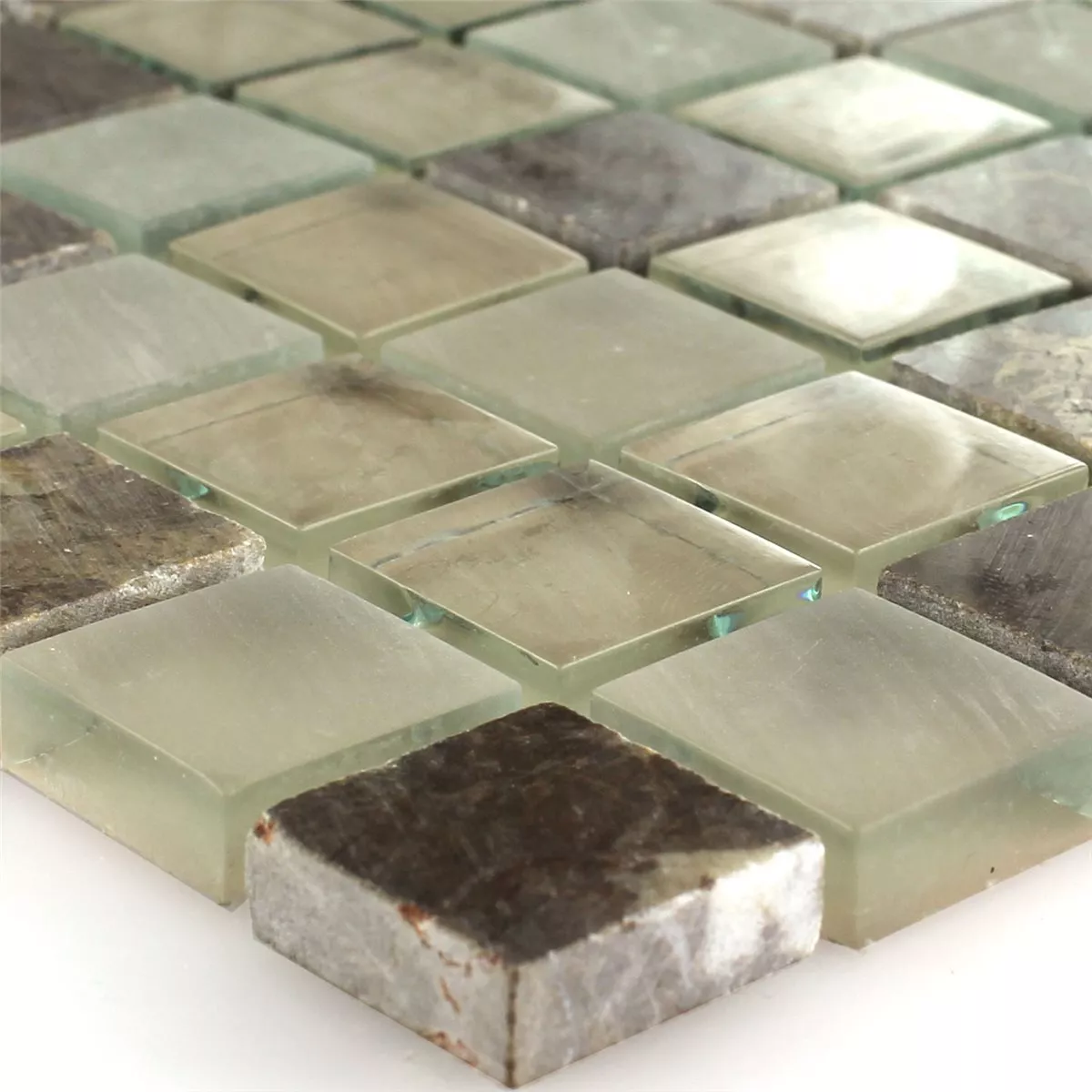 Mosaik Fliser Glas Marmor Quebeck Brun 23x23x8mm