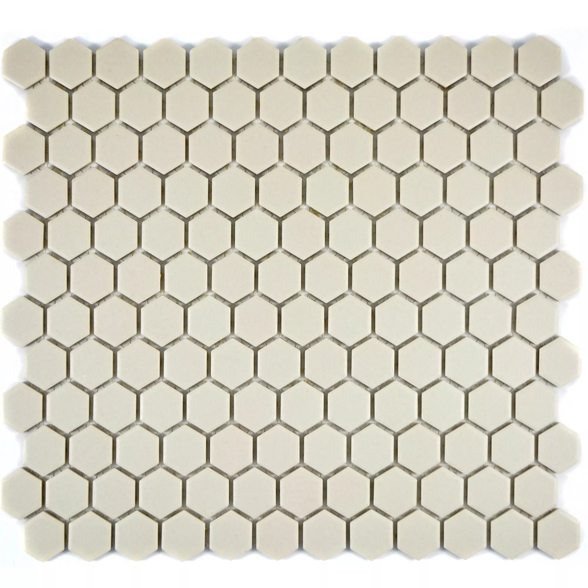 Prøve Keramik Mosaik Fliser Hexagon Zeinal Uglaseret Lysbeige R10B